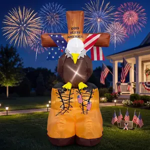 6FT Memorial Day Eagle Inflatable with Boots, Flag Cross & LED Lights – America 250 Celebration Patriotic Blow Up Yard Decoration for 4th of July & Independence Day 2026