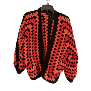 Women's Oversized Hexagon Cardigan with Cuff Sleeves - Womenswear, Knitwear