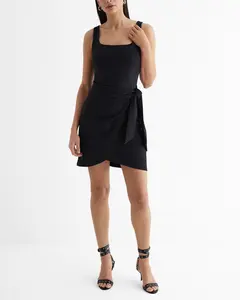 Express Scoop Neck Sleeveless Tie Wrap Mini Sheath Dress