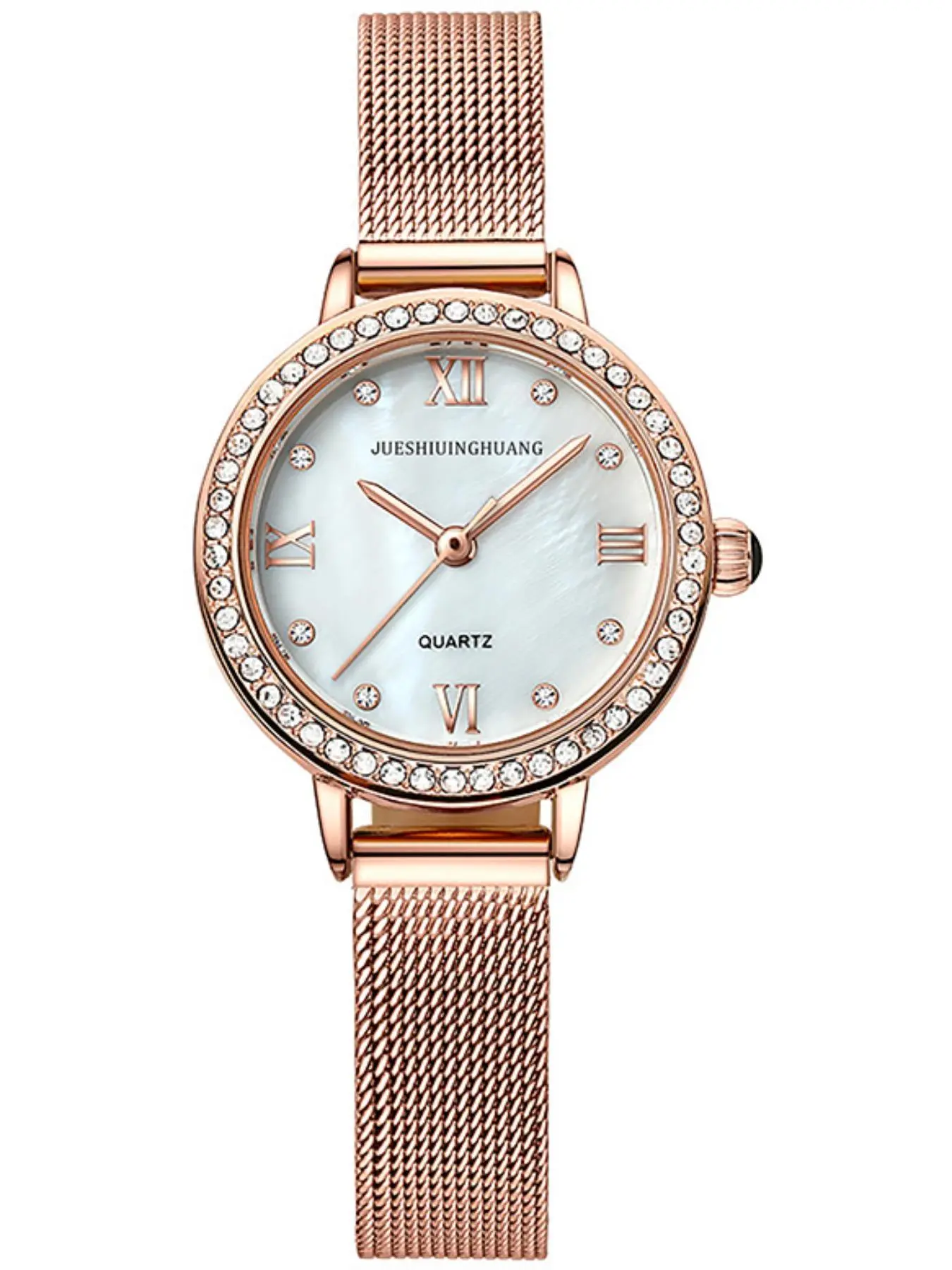 Bell & Rose Ladies Watch Simulated Pearl Necklace Earrings Set Crystal Watch New Designer Rose Gold Crystal Necklace Earrings & Bracelet  main image 3