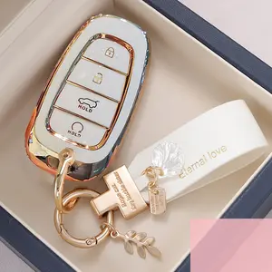 New TPU Car Remote Key Case Cover For 2022 2021 2020 Hyundai Sonata Nexo Santa Fe Tucson 4 Buttons Keyless S Fob Accessories