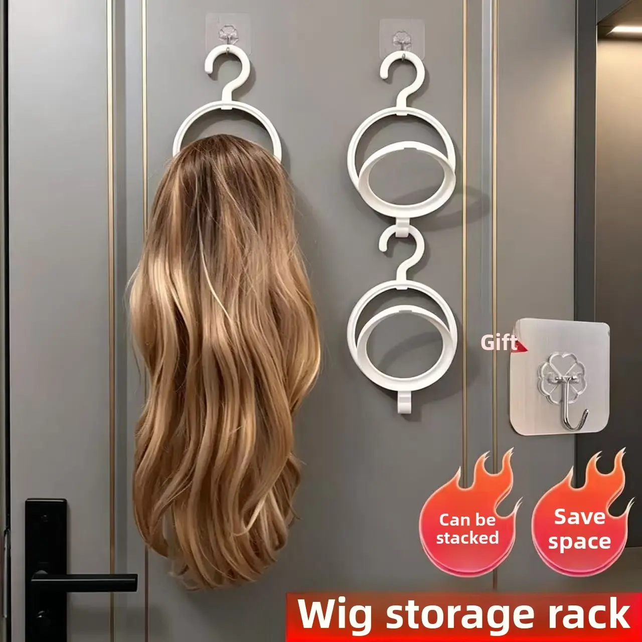 2pcs Wigs Storage Rack Hooks, Hanging Bracket, Space Saving Hangers, Space Saver Hangers, Round Plastic Stackable Hat Scarf Bag Organizer, Closet Organizer, Wig Accessories, Closet Organizers and Storage, Hanging Accessory