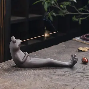 1PC Ramadan Festival Ornament, Cute Frog Incense Stick Holder, Mini Animal Statue, Aromatherapy Stand for Home Bedroom Fragrance Decoration