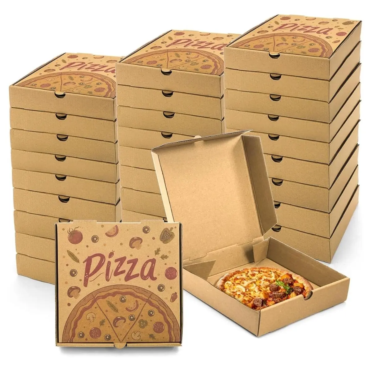 40PCS Mini Kraft Pizza Boxes – 7.3" Small Corrugated Takeout Boxes for Pizza, Cakes, Cookies & Snacks