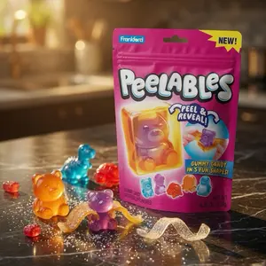 Frankford Peelables Gummy Candy Snack - Fun Shapes, 4.25 oz, Peel & Reveal, Perfect for Kids & Adults