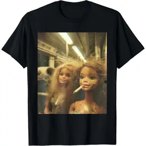 Funny Disgusting Doll face Meme Smoking T-Shirt