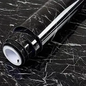 Black Striped Peel and Stick Wallpaper – 11.8" x 78.7" | Self-Adhesive, Waterproof Marble Contact Paper for Countertops, Backsplashes, and Home Décor.