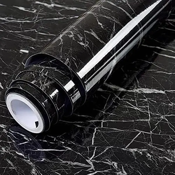 Black Striped Peel and Stick Wallpaper – 11.8" x 78.7" | Self-Adhesive, Waterproof Marble Contact Paper for Countertops, Backsplashes, and Home Décor.