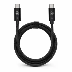 USB C to USB C Cable 1.6FT, 240W Fast Charging, 80Gbps Data Transfer, 16K Video Output, Nylon Braided Thunderbolt 5 Cable for MacBook Pro, iPad Pro, iPhone 15/16, External SSD type-c charge cable ultra-fast, Charger, Type-C Adapters