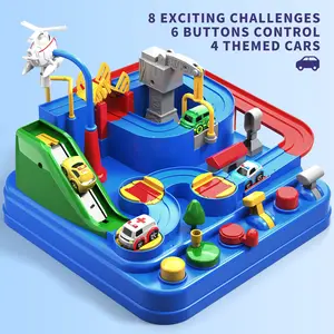 Race Adventure Car Tracks Rescue Toys with 4 Mini 6 Buttons, Christmas New Year Birthday Gift