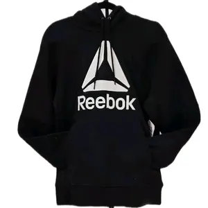 Reebok Men’s Medium Black Pullover Hoodie Graphic Logo Pocket Sweatshirt NWT