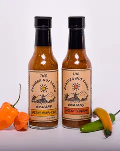 Variety Pack | The Boulder Hot Sauce Company - Harry's Habanero & Smokey Serrano 5oz Glass Bottles Made in Colorado Gourmet Spicy Sauce for Tacos Burgers & More