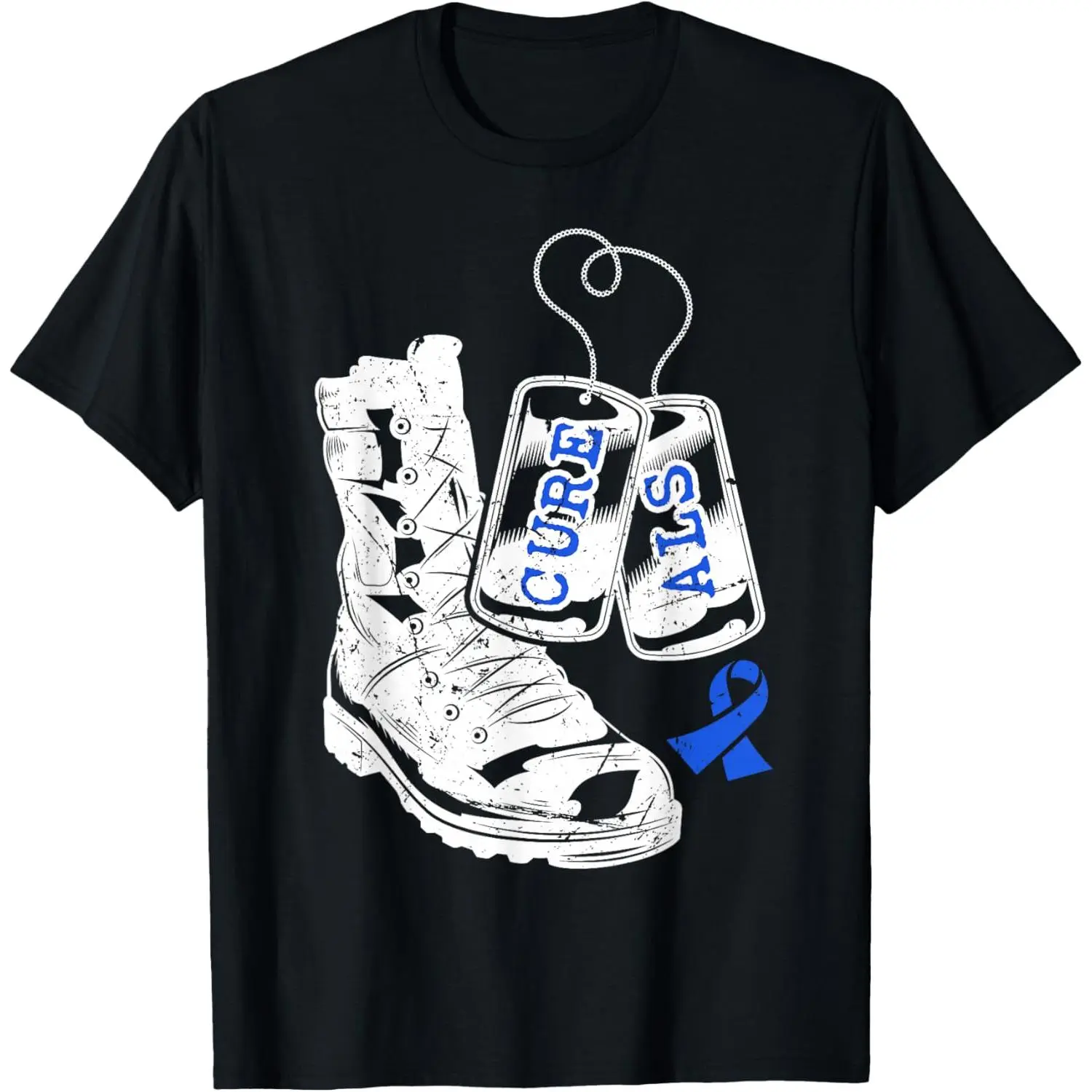 ALS Awareness Proud Military Family Veteran Memorial Day T-Shirt Pure Cotton Graphic Tees Menswear Top: Gifts for Men & Women
