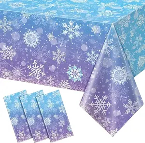 3 Pack Winter Snowflake Plastic Tablecloth Decorations.