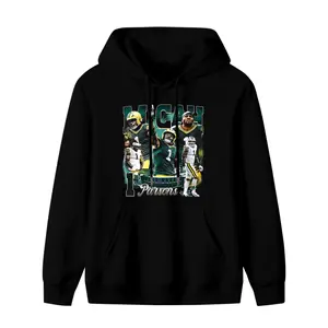 Retro Micah Parsons graphic L-pattern hoodie, Green Bay retro 90s hoodie, American football bootleg hoodie, unisex streetwear style, unisex streetwear hoodie, athletic hoodie.