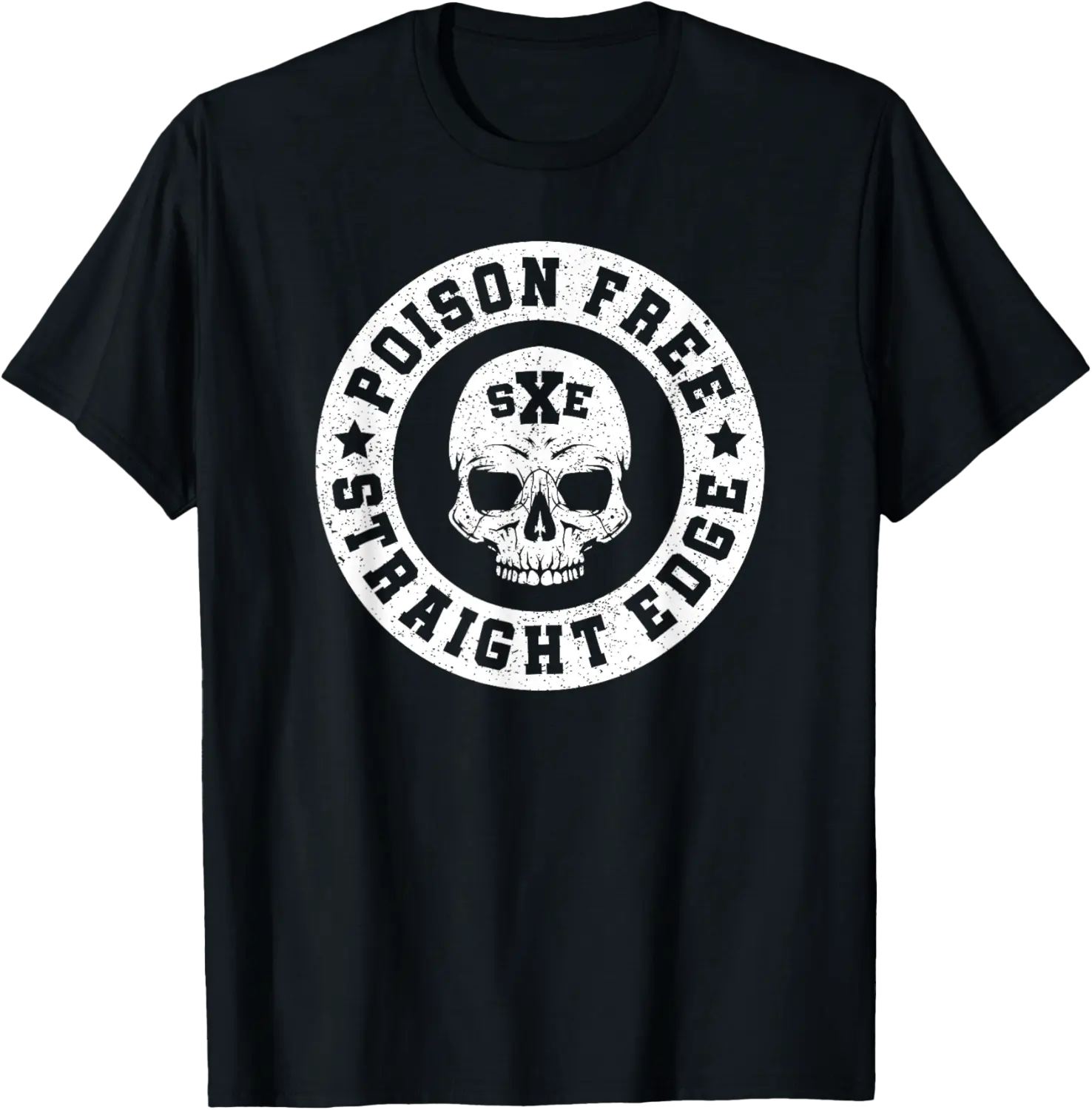 poison free skull crew straight edge t-shirt T-Shirt - Sabrinasmitl Shop 21B07NZGWZ96