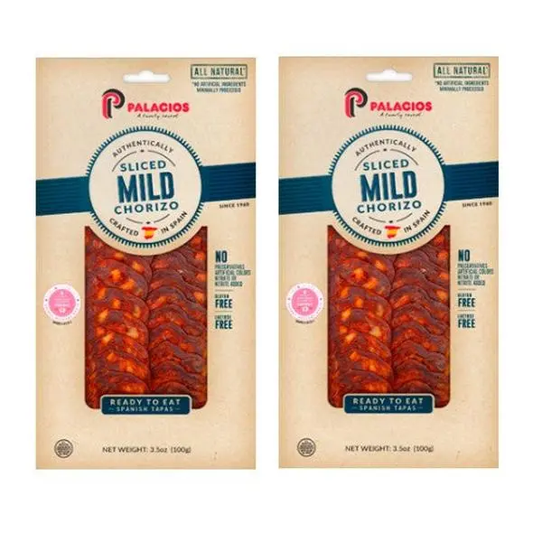 Palacios Authentic Spanish Style Mild Ambient Chorizo Slices - Natural Spice, Rich Flavor, For Tapas, 3.5oz Each, 35oz Total, Pack of 2