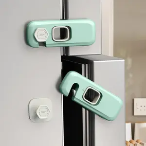 5-Pack Child Proof Refrigerator Locks with Sticky Adhesive Pads, Child Safety Locks for Doors, RV Fridges, Ovens, Cabinets - Green