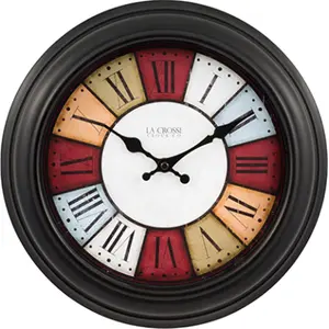 Lacrosse 404-3030A 12 in. Gatherings Wall Clock with Roman Numerals, Wood-Glass-Plastic-Metal Home Decor Accent for Home Supplies