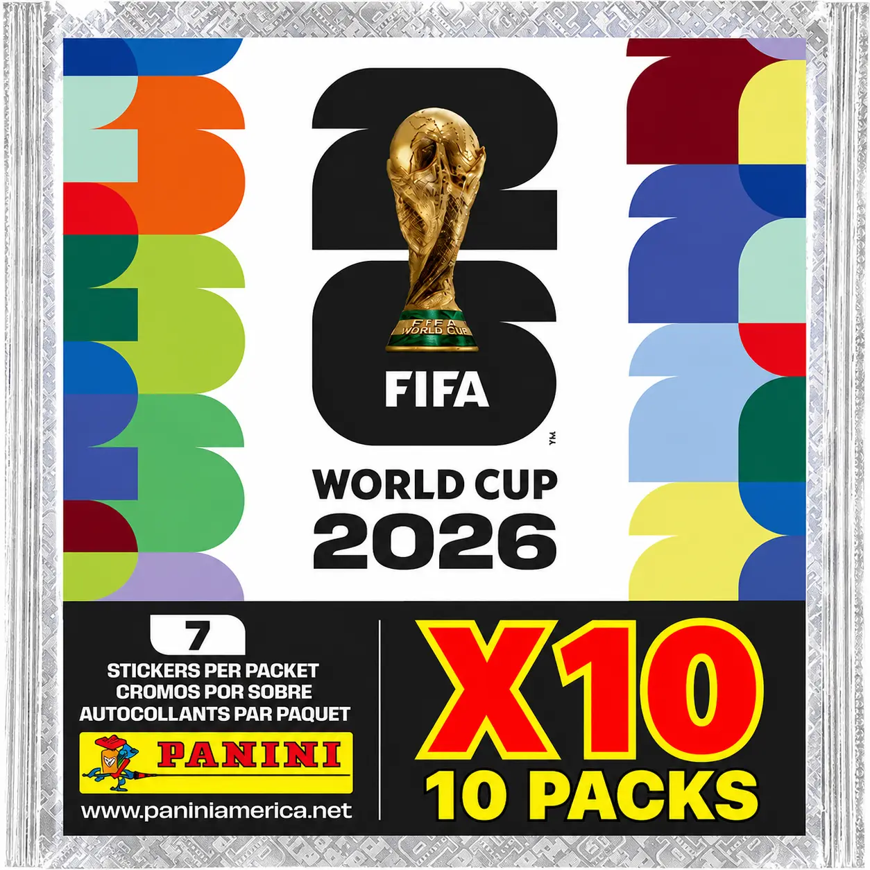 Panini International Soccer Stickers - Official FIFA World Cup 2026 Collectible Packs, 10 Total Packs with 7 Stickers Each, International Soccer Sticker