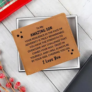 Son - Trust in Yourself I Will Be By Your Side - Birthday Graduation - Custom Leather Wallet