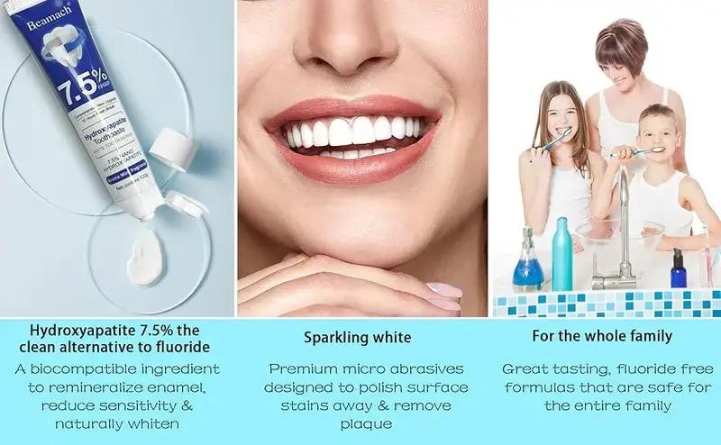 Beamach Fluoride-Free 7.5% Nano Hydroxyapatite Toothpaste for Enamel Repair & Gum Health - Gentle Mint Flavor, 4.23 oz Cleaning Beamach Fluoride-Free 7.5% Nano Hydroxyapatite Toothpaste for Enamel Repair & Gum Health - Gentle Mint Flavor, 4.23 oz Cleaning