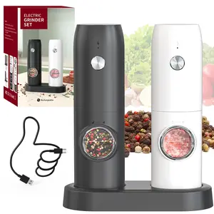 Portable Pepper Grinder Set, Electric Peppercorn Mill for Home Kitchen Use, Sea Salt Grinding Machine, Abs Material, 6v Power Consumption