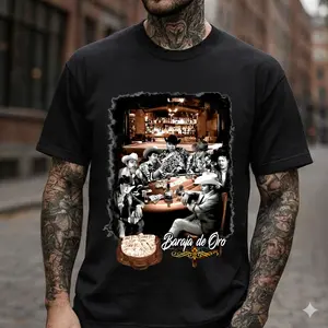 Baraja De Oro T-shirt, Chalino Music Sanchez Mens Shirts Graphic Cotton Short Sleeve, For Women & Men, Full Size Full Color.