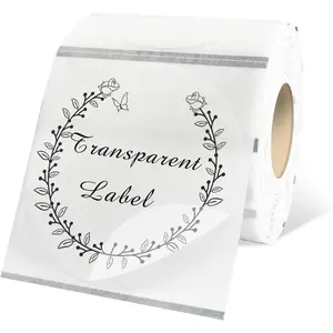 2" Round Transparent Thermal Label Stickers,Self-Adhesive Direct Thermal Labels,300 Sheets with Perforation Line in ROLL