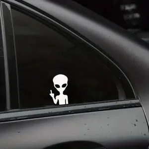 Alien Middle Finger Sticker Funny Alien Hand Gesture Vinyl Decal for Car Laptop Phone Water Bottle Trendy Humor Sticker