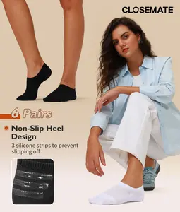 CLOSEMATE No Show Socks for Women Anti-Slip Ultra-Lightweight Socks for Summer,Home Daily Wear 6 Pairs