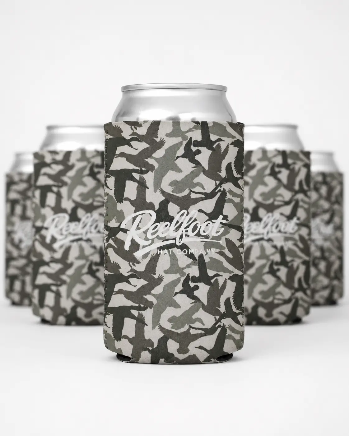 Reelfoot Flying Duck 12 oz Slim Can Koozie - Insulated, Foldable, Lightweight, Printed, Reusable