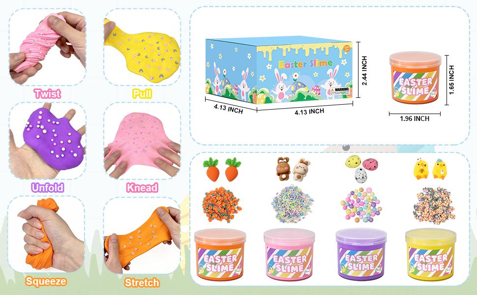 Easter Basket Stuffers for Kids 4 Pack – Easter Slime with Charms, Party Favors & Non-Candy Treats for Girls & Boys 8-12 – Goodie Bag Fillers & Easter Gifts Easter Basket Stuffers for Kids 4 Pack – Easter Slime with Charms, Party Favors & Non-Candy Treats for Girls & Boys 8-12 – Goodie Bag Fillers & Easter Gifts