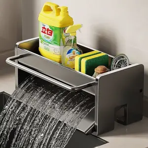 Viral on TikTok in 2026! Self-Draining Kitchen Sink Caddy | Carbon Steel Organizer with Towel Bar, Holds Dish Soap, Sponges & More - No Mess, No Clutter!