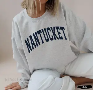 Nantucket Sweatshirt, Faded Vintage Aesthetic Nantucket Preppy Crewneck trendy sweatshirt, Crewneck Minimalist Nantucket Unisex Sweatshirt