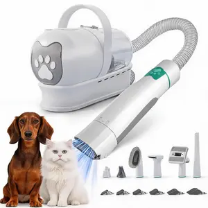 7-in-1 Pet Hair Vacuum Groomer and Brush for Daily Shedding, Multi-Functional Compact Pet Grooming Kit and Vacuum for Small Medium Cats Dogs, 6 Attachment Combs Set