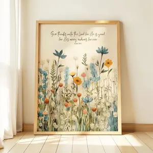 Art Print, Give Thanks To The Lord For He Is Good, His Mercy Endures Forever, Psalm 136:1, Scripture Art, Christian Wall Art Unframed