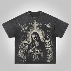 valentine shirts Virgin Mary Praying Vintage Graphic Acid Washed T-Shirt Vintage Washed T-shirt, Faded Graphic Tee, Retro Style Shirt, Classic Shirt, Vintage Top, Oversized Washed Cotton Tee for Men and Women Unisex Streetwear