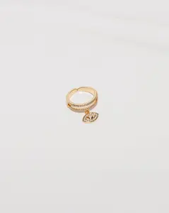 Micro Pave Dangle Evil Eye Stacked Ring