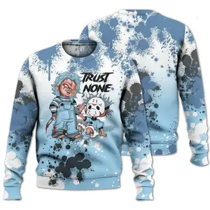 Legend Blue 11s Matching Sweatshirt – Trust No One Scary Graphic All Over Print