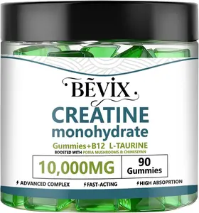 Creatine Gummies, Potent creatine monohydrate Gummies,for Energy Boost, Increase Strength and Build Muscle,withL-Taurine, B12 Gluten-Free, Sugar Free,90Count