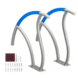 VEVOR Pool Handrail,  2 PCS 30x30 in Pool Railing, Stainless Steel with Base Plate for Indoor/Outdoor Pools,Swimming Pool Safety Railing for Decks,Rust-Proof Grab Bar w/ Grip Cover&Accessories for Spas