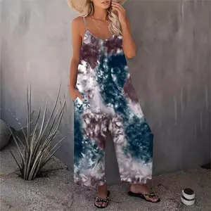 Women's Summer Printed Camisole Overalls - Lightweight, Drapey, Sleeveless, Figure-Flattering Womenswear for Everyday Outings, Vacations