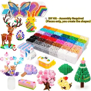 DIY Perler Beads Kit, 2.6mm Fuse Beads Set with Pegboards, Ironing Paper, Chain Accessories & Tools, Melting Beads Craft for Girls Boys, Ideal Birthday Present for Children (Iron Not Included)