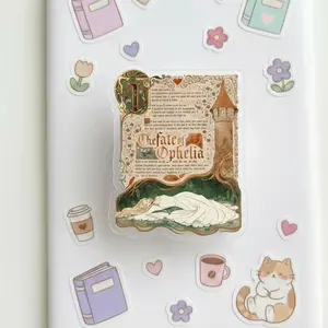 Fairy Tale Bookish Kindle Case Clear Soft Cover Pastel Stickers Reading Aesthetic Gift