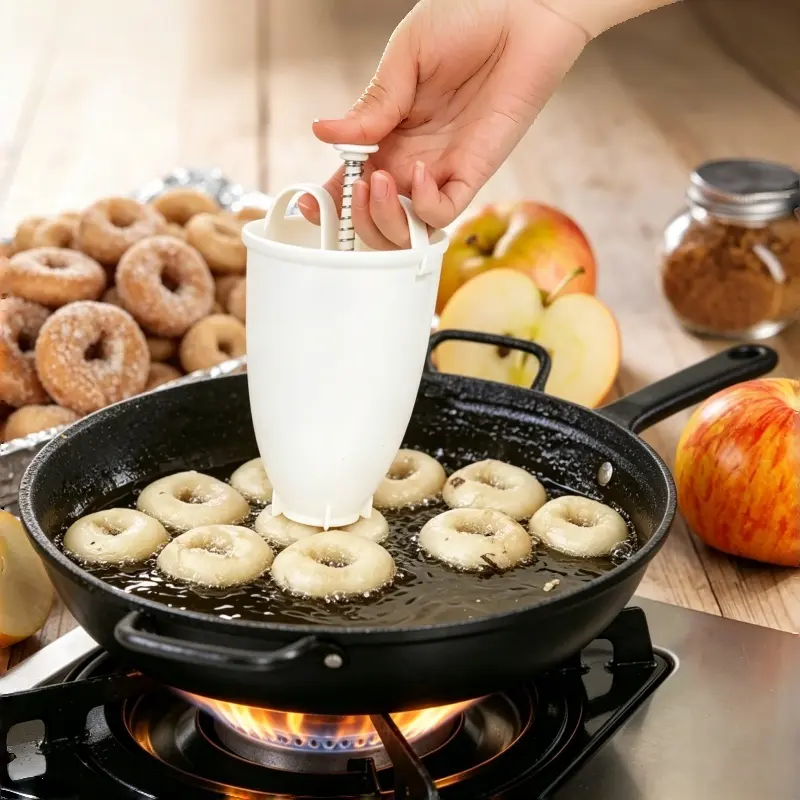 3pcs Hand-squeezed Dessert Baking Mold,Plastic Doughnut Donut Maker Machine Mold DIY Tool Kitchen Pastry Making Bake Ware Stainless Steel (White)