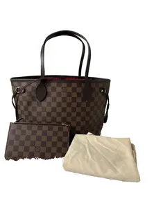 Pre-owned Louis Vuitton Leather Tote Bags Damier Ebene Neverfull w/Pouch PM