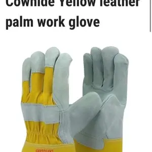 12 pairs Grade A  Cow split leather palm glove yellow or orange