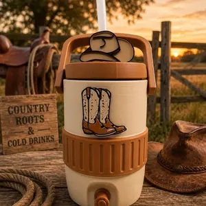Western Can Holder with Straw Topper
