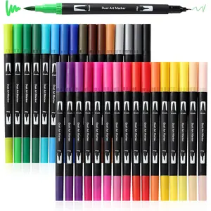 Art Markers Brush Pen, Markers for Adult Coloring Books No Bleeding,32 Colored Pens Fine Point Highlighter Pen & Brush for Adult  Coloring Journaling Note Taking Planner